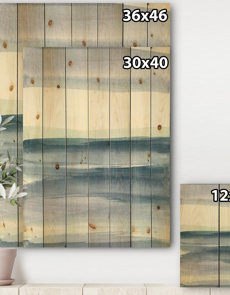 Designq Porch & Den Mint Indigo Dawn I - Farmhouse Print On Natural Pine Wood