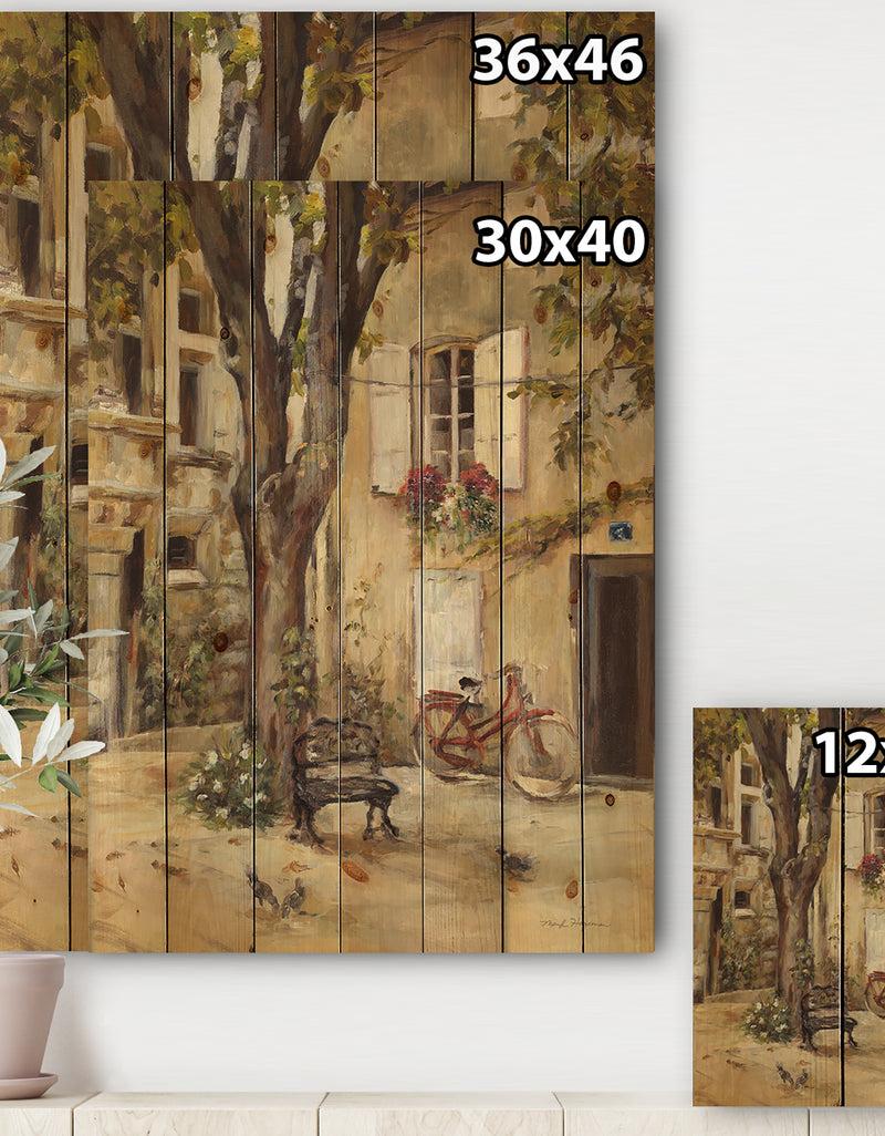 Designq Provence French Village I - French Country Print On Natural Pine Wood
