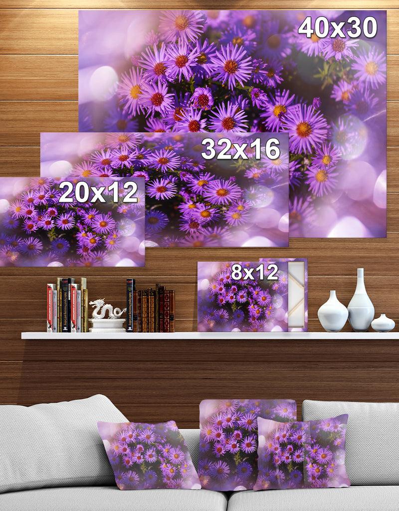 Designq Purple Aster Flower Photograpy Art - Floral Photography On Wrapped Canvas