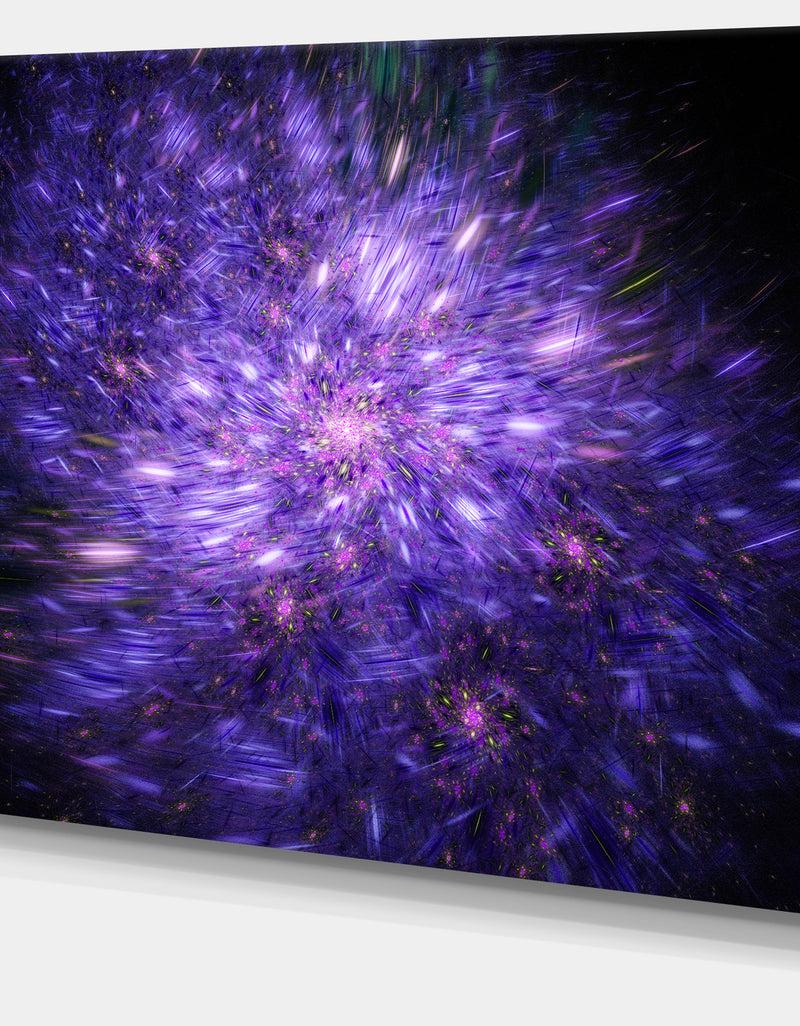 Designq Purple Fireworks On Black - Extra Large Abstract Canvas Art Print