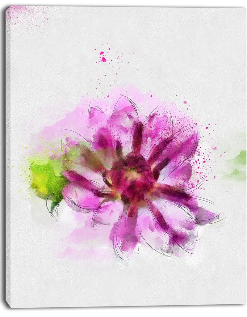 Designq Purple Flower With Green Leaves - Extra Large Floral Canvas Art