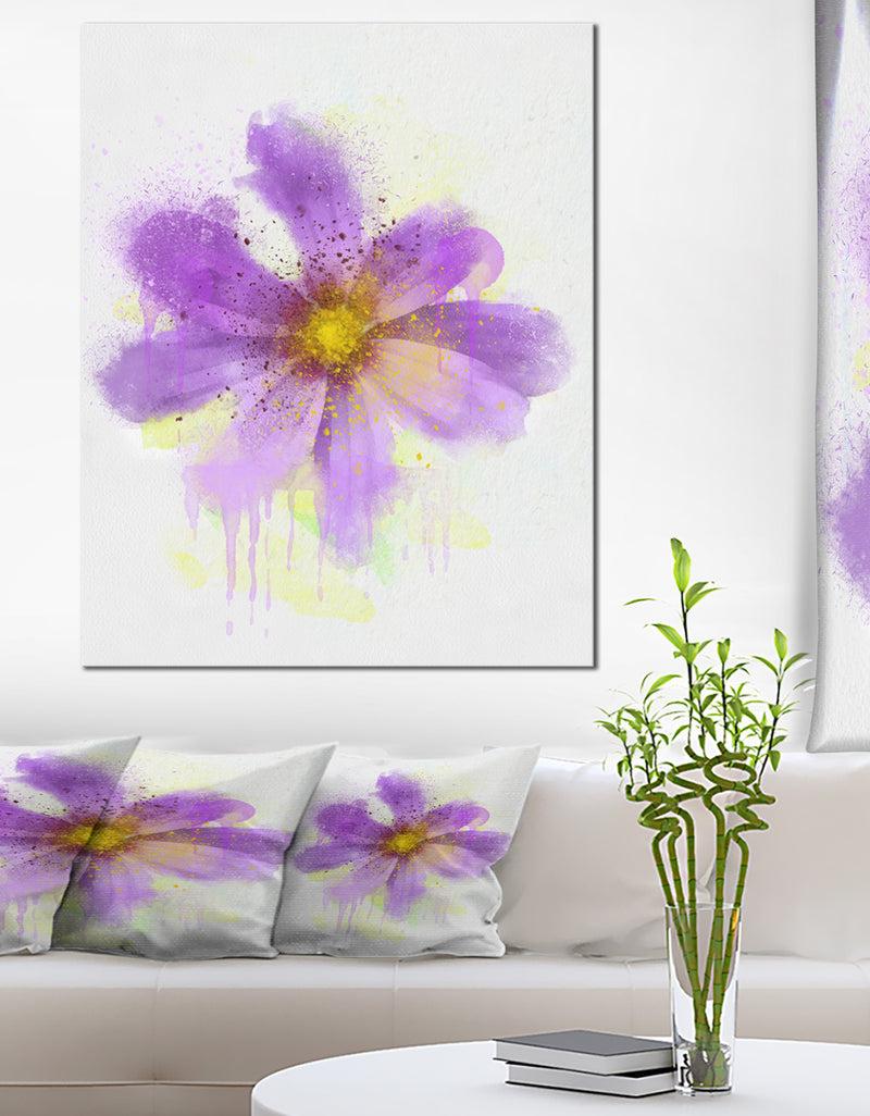 designq Purple Flower with Large Petals - Flowers Canvas Wall Artwork