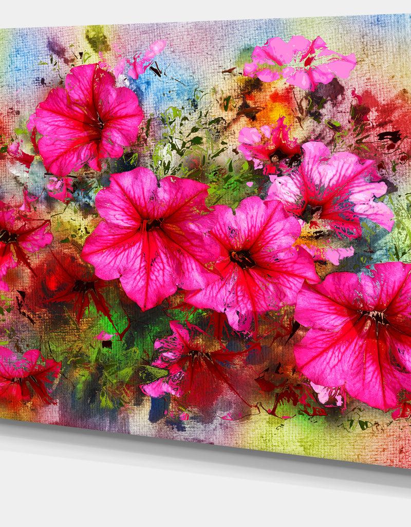 Designq Purple Flowers Composition Watercolor - Floral Canvas Artwork
