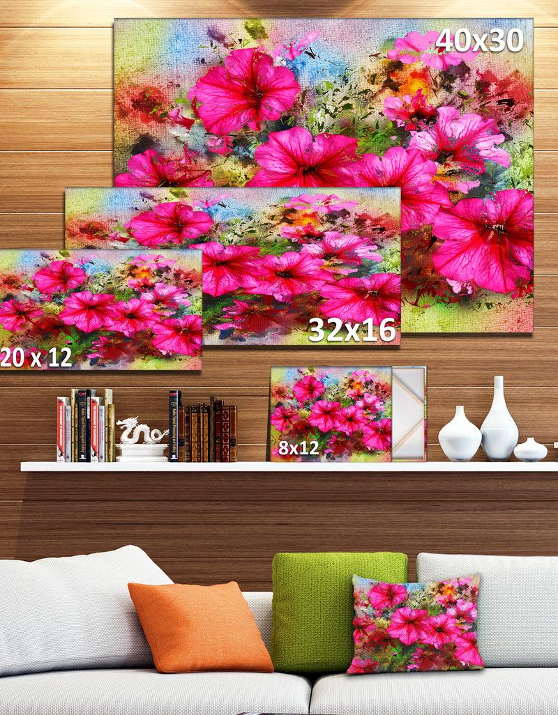 Designq Purple Flowers Composition Watercolor - Floral Canvas Artwork