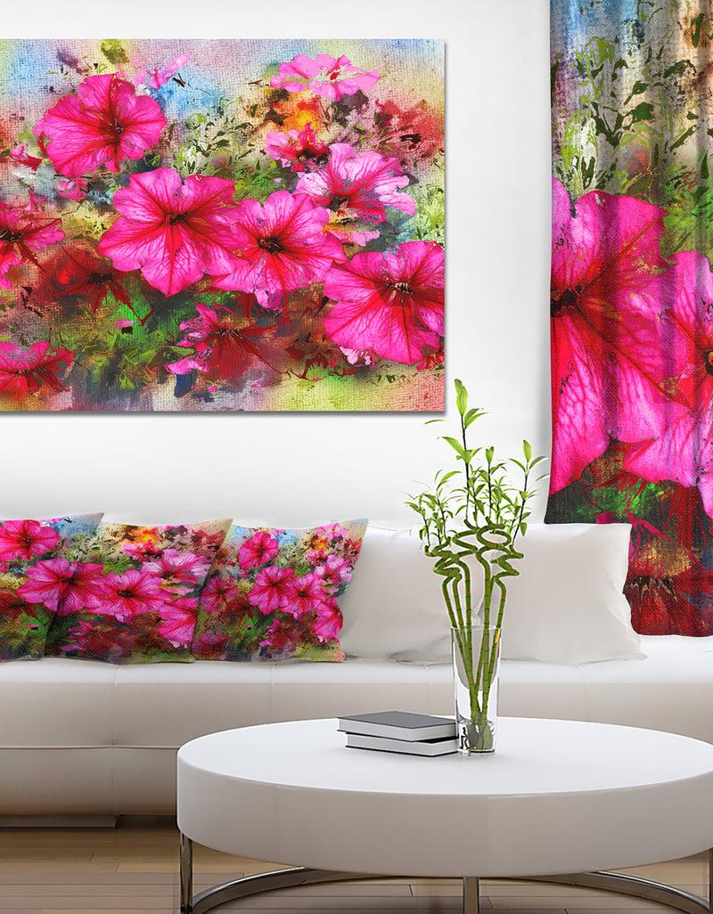 designq Purple Flowers Composition Watercolor - Floral Canvas Artwork