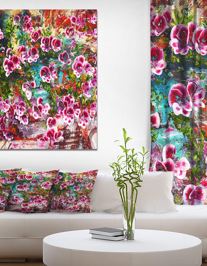 designq Purple Flowers - Floral Painting Print on Wrapped Canvas