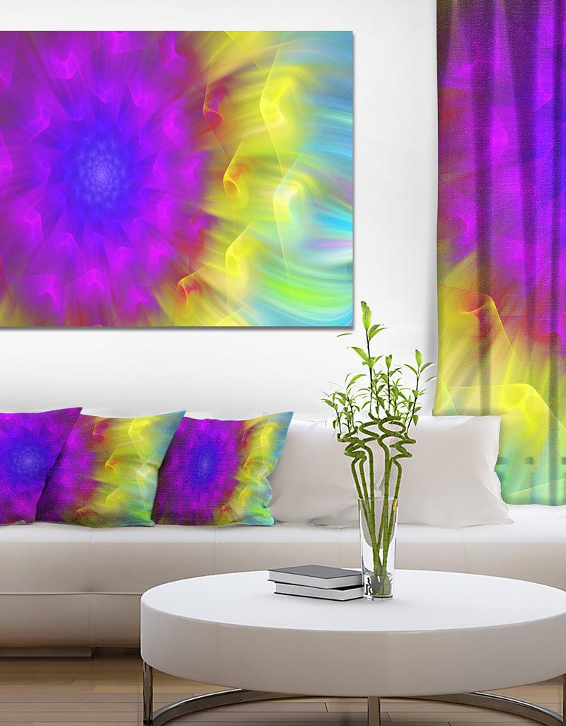 designq Purple Fractal Petals Dandelion - Floral Canvas Wall Art