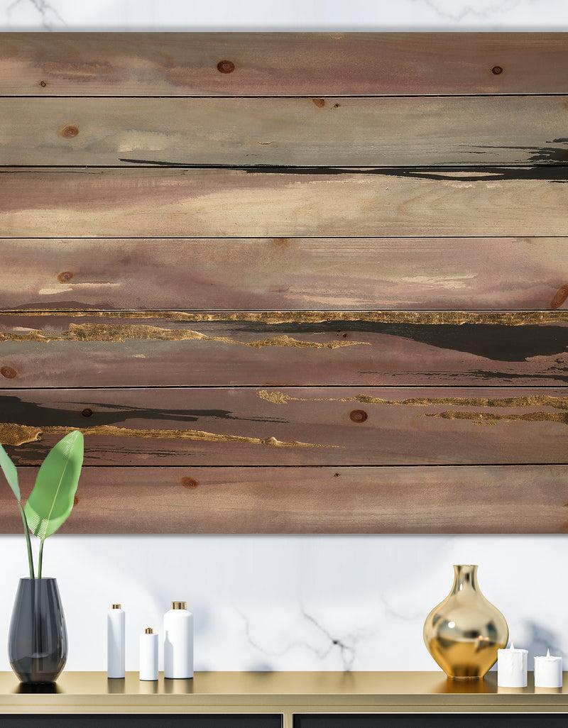 designq Purple Glam Storm III - Glam & Shabby Chic Print on Natural Pine Wood