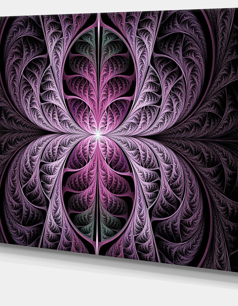 Designq Purple Glowing Fractal Stained Glass - Large Wall Art On Canvas