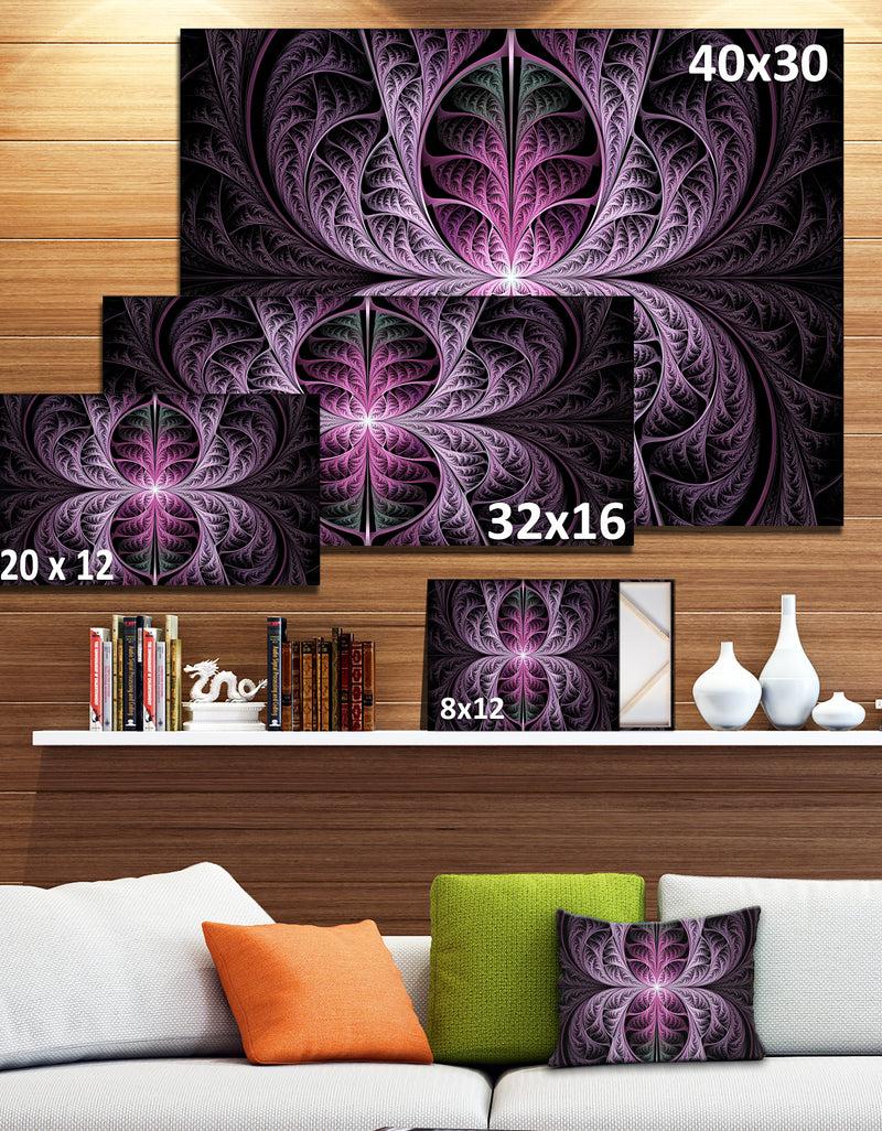 Designq Purple Glowing Fractal Stained Glass - Large Wall Art On Canvas