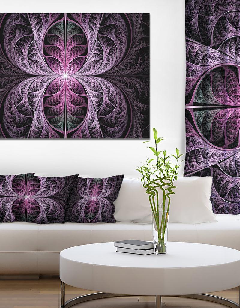 designq Purple Glowing Fractal Stained Glass - Large Wall Art on Canvas