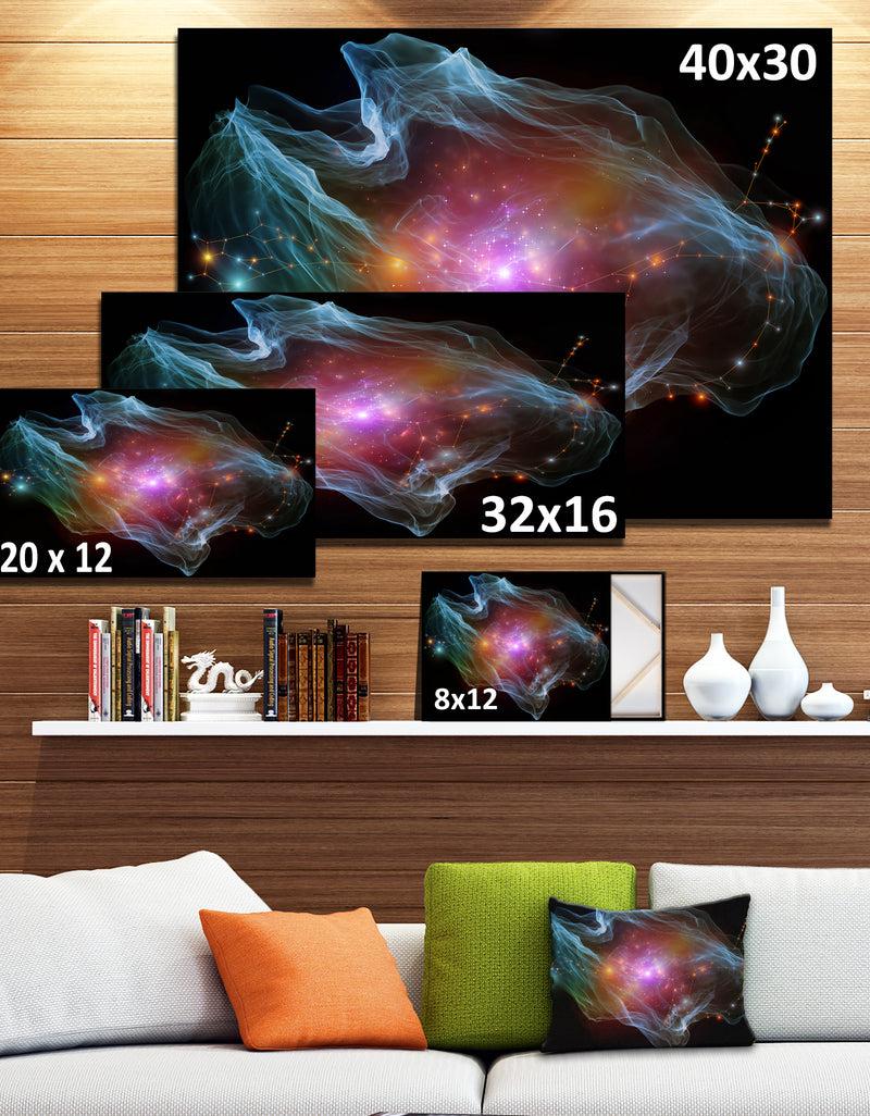 Designq Purple Lights Of Network - Abstract Digital Art Canvas Print