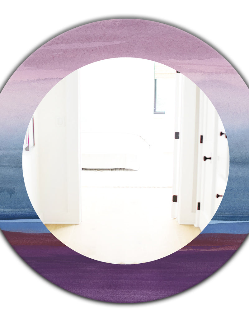 Designq Purple Rock Landscape III - Farmhouse Mirror - Frameless Oval Or Round Wall Mirror