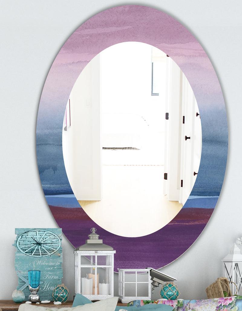 Designq Purple Rock Landscape III - Farmhouse Mirror - Frameless Oval Or Round Wall Mirror