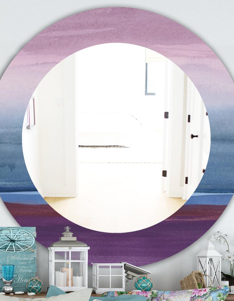 designq Purple Rock Landscape III - Farmhouse Mirror - Frameless Oval or Round Wall Mirror