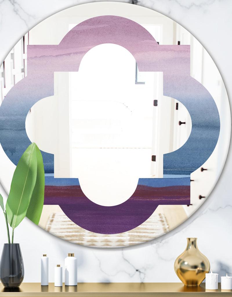 designq Purple Rock Landscape III - Modern Round or Oval Wall Mirror - Quatrefoil