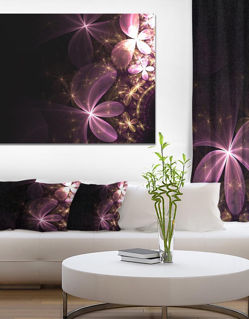 designq Purple Shiny Fractal Flowers - Abstract Wall Art Canvas