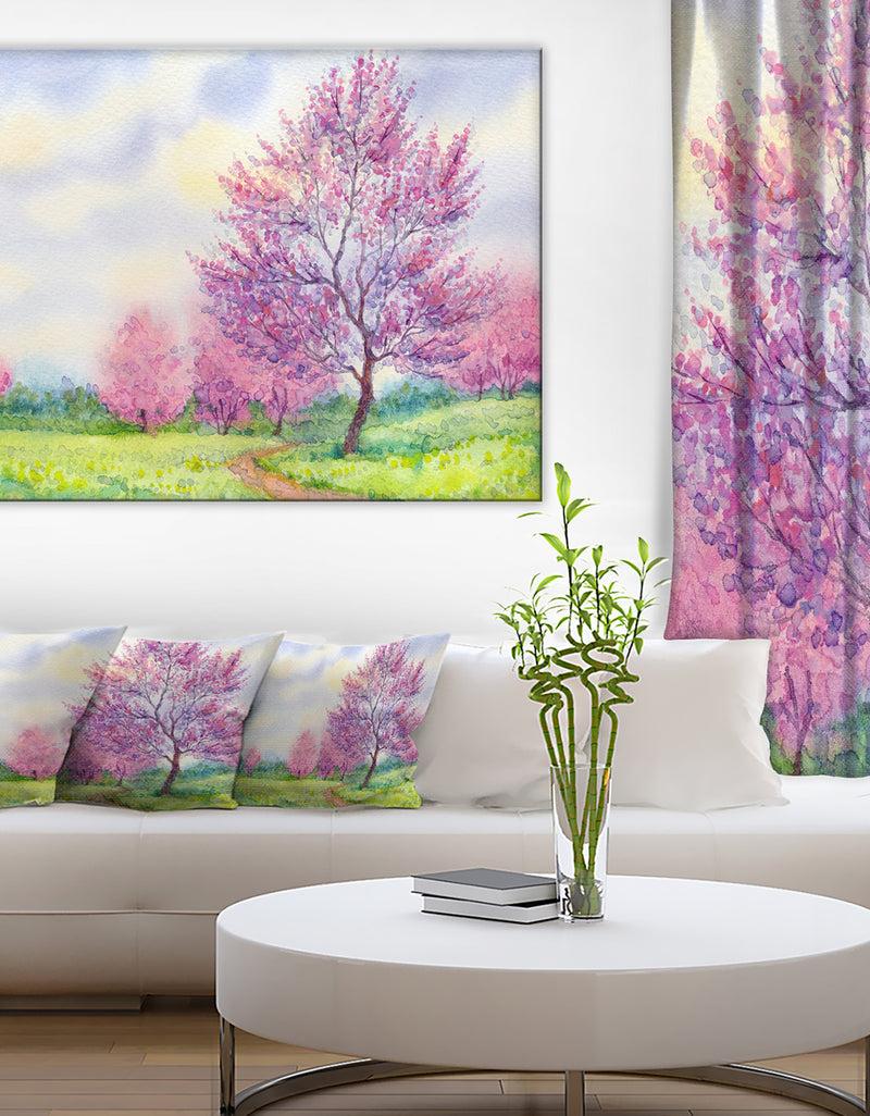 designq Purple Spring Landscape Floral Canvas Art Print