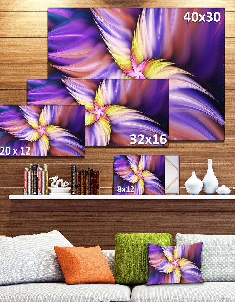 Designq Purple Yellow Rotating Flower - Extra Large Floral Canvas Art Print