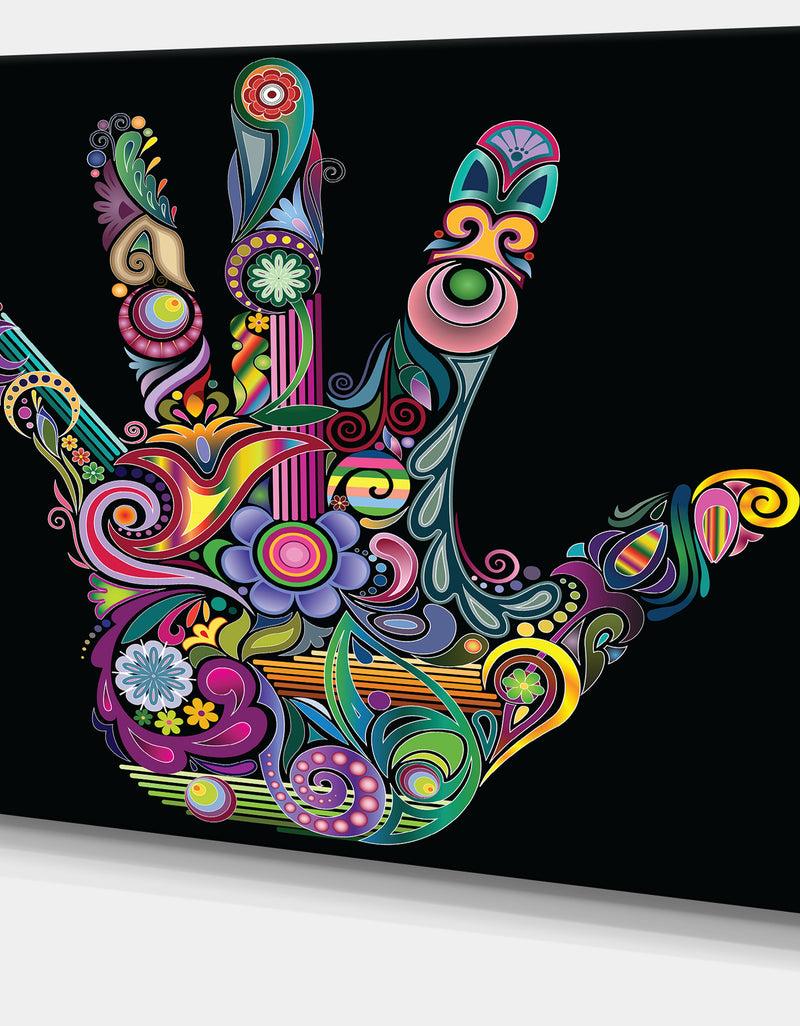 Designq Rainbow Hand With Multi Colors - Abstract Digital Art Canvas Print
