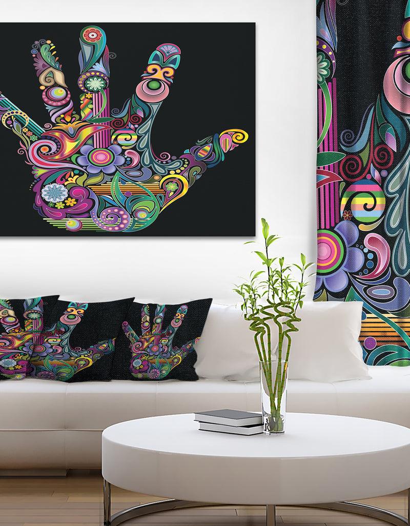 designq Rainbow Hand with Multi Colors - Abstract Digital Art Canvas Print