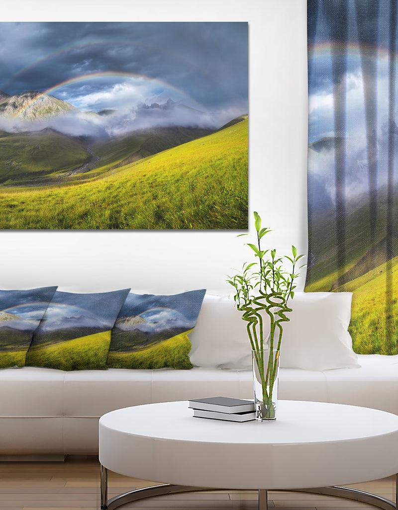 designq Rainbow in Mountain Valley - Landscape Canvas Wall Artwork