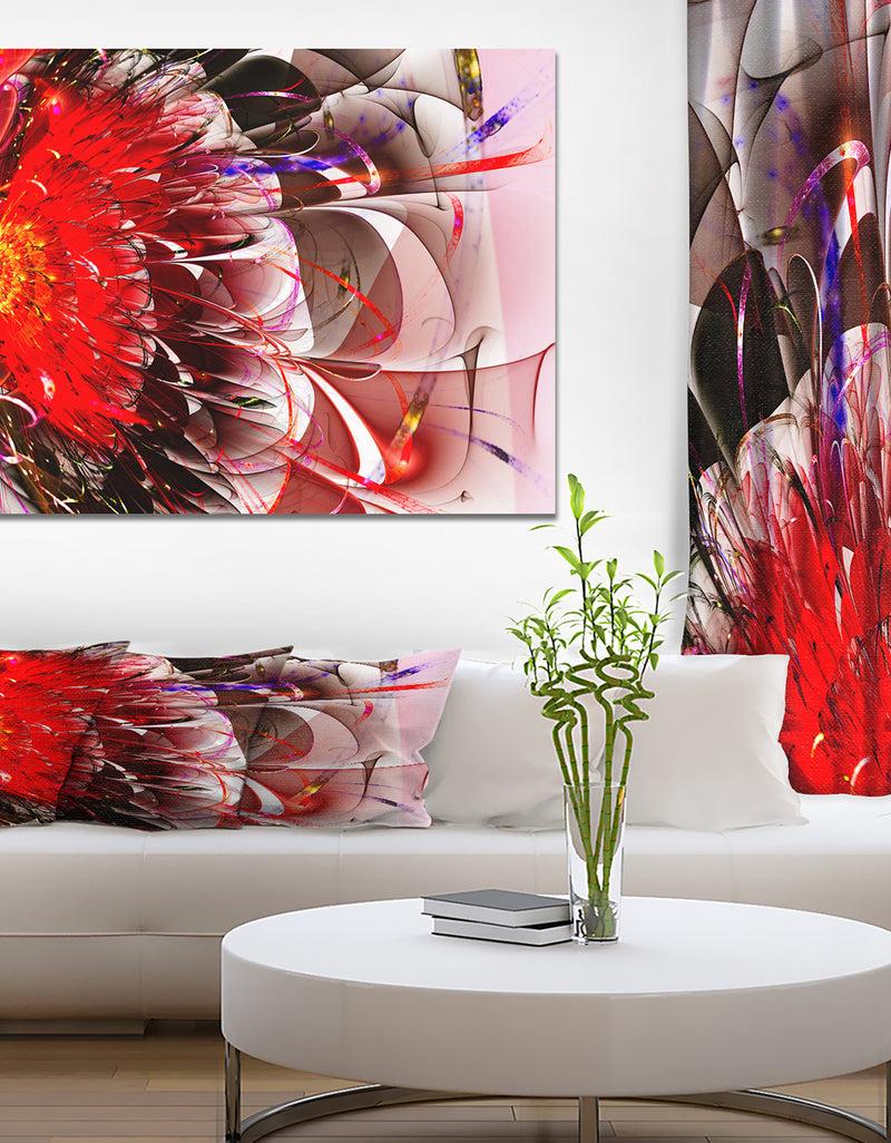 designq Red 3D Exotic Flower in Tail Commet - Floral Contemporary Art on wrapped Canvas