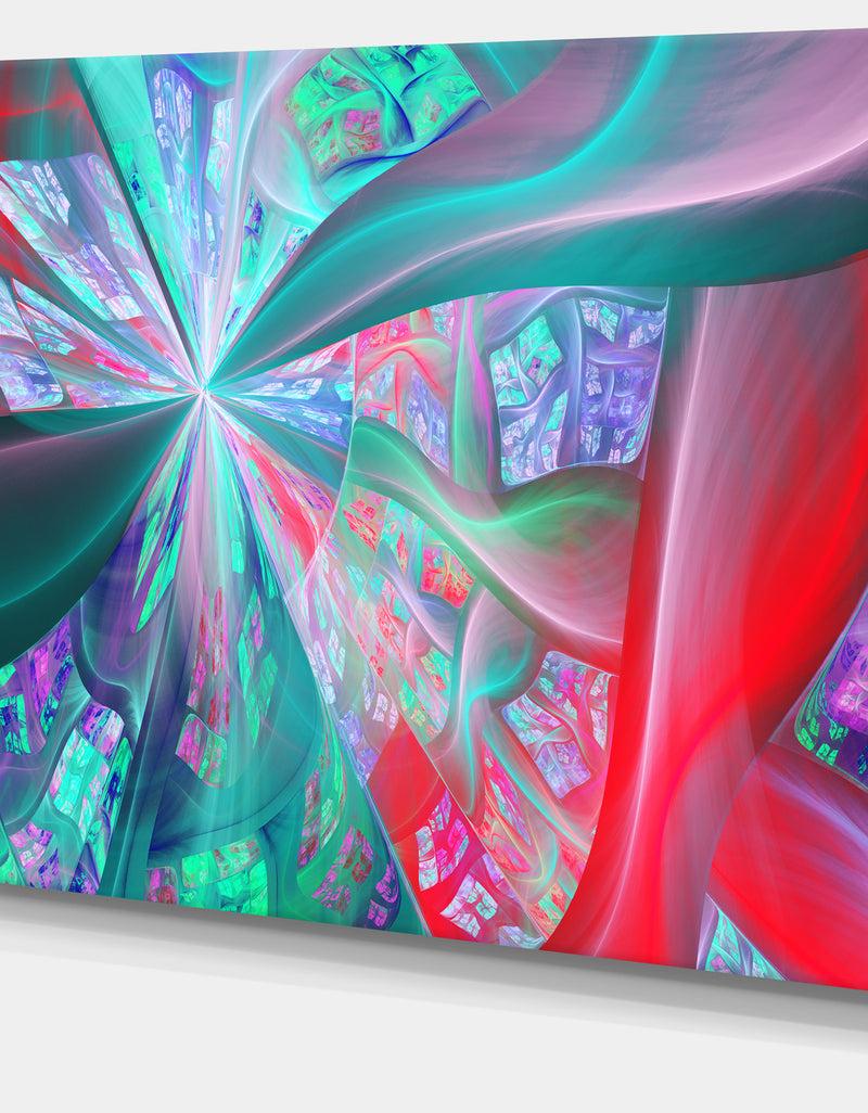 Designq Red Blue Fractal Exotic Plant Stems - Extra Large Canvas Art Print