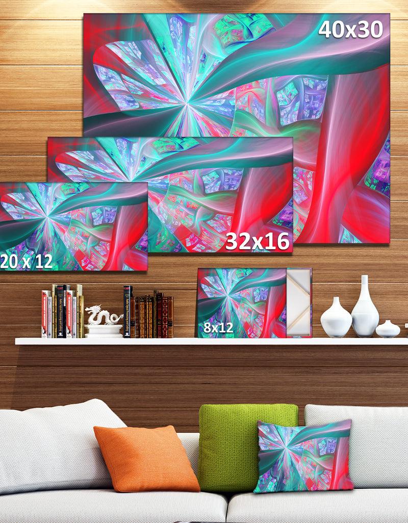 Designq Red Blue Fractal Exotic Plant Stems - Extra Large Canvas Art Print