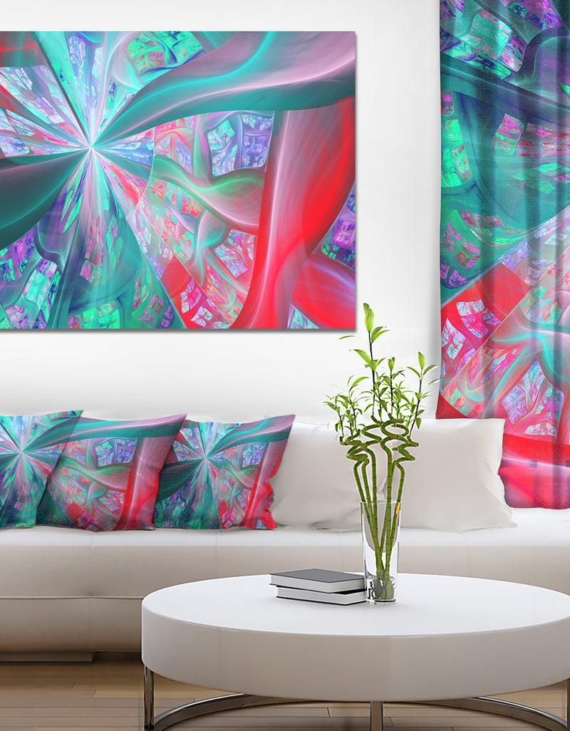 designq Red Blue Fractal Exotic Plant Stems - Extra Large Canvas Art Print