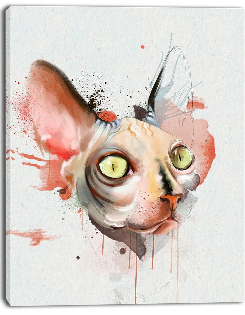 Designq Red Faced Cat Watercolor Sketch - Large Animal Canvas Artwork