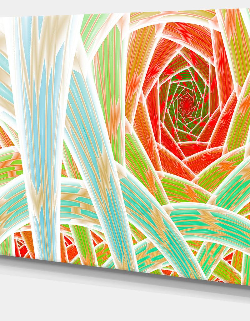 Designq Red Fractal Endless Tunnel - Large Glossy Canvas Art Print