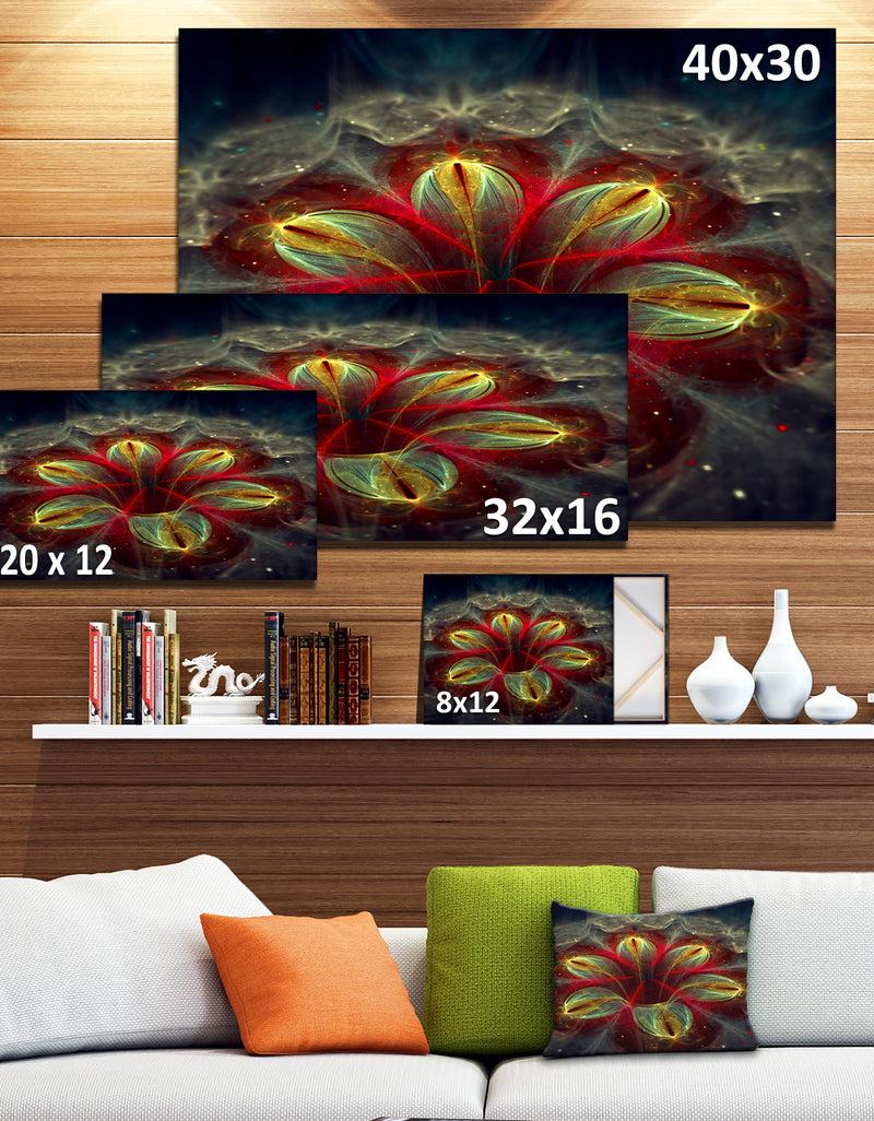 Designq Red Golden Colorful Fractal Design - Modern Floral Wall Artwork