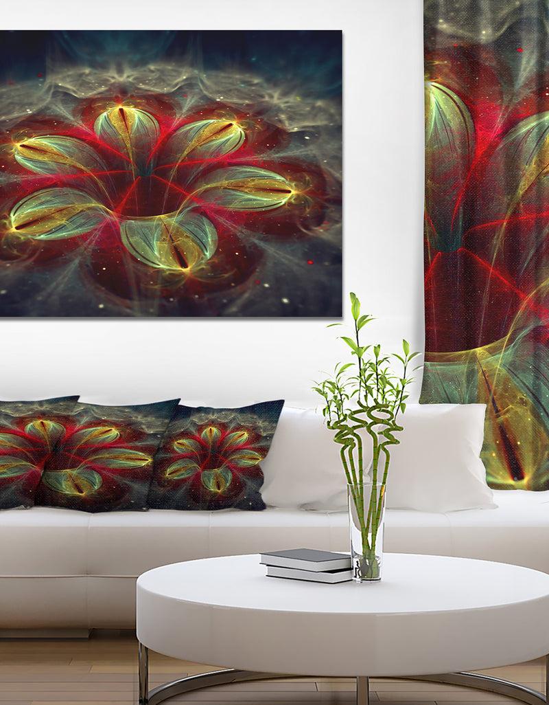 designq Red Golden Colorful Fractal Design - Modern Floral Wall Artwork