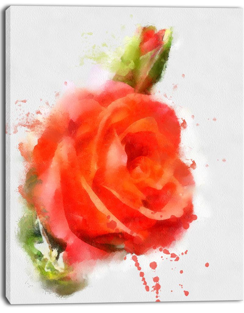Designq Red Hand-drawn Rose Sketch - Modern Floral Canvas Wall Art