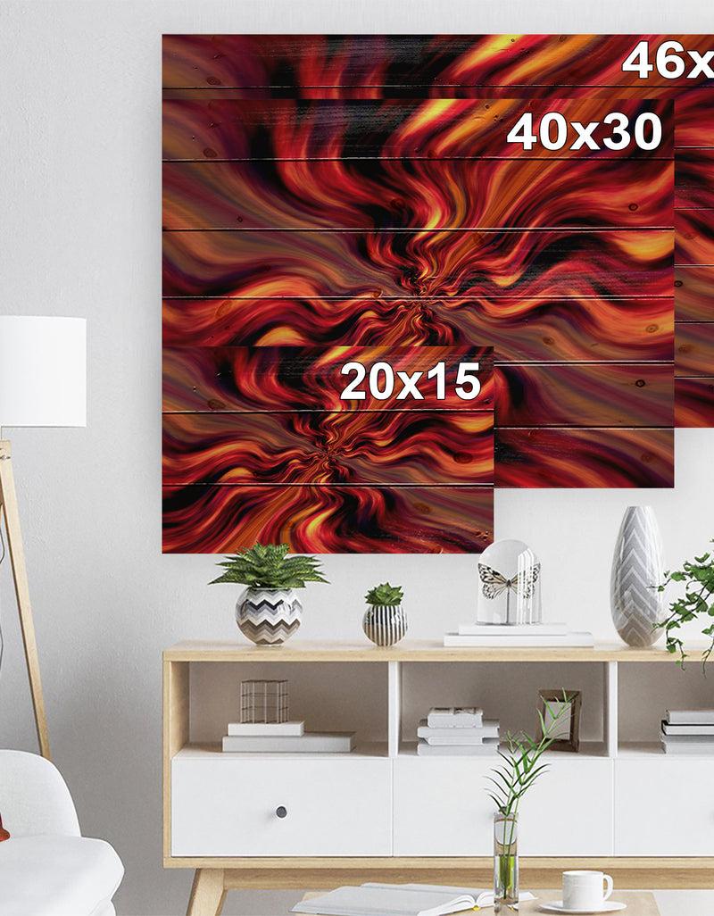 Designq Red Infinity Illustration - Abstract Print On Natural Pine Wood