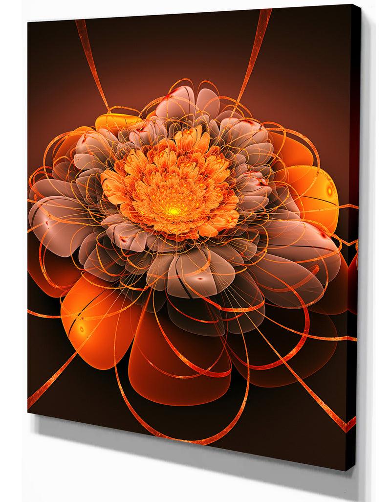 Designq Red Lotus Space Exotic Flower - Floral Contemporary Art On Wrapped Canvas