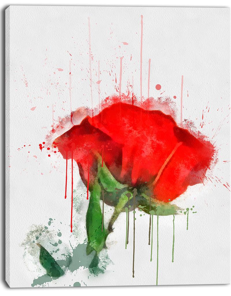 Designq Red Rose Hand-drawn Painting - Extra Large Floral Canvas Art
