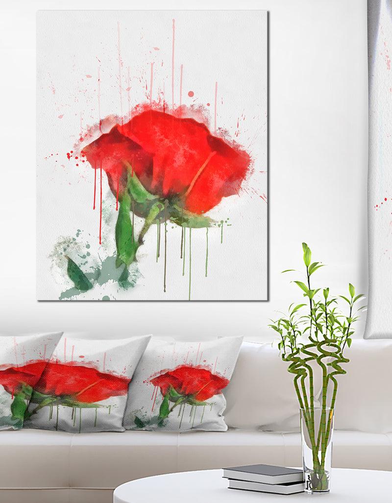 designq Red Rose Hand-drawn Painting - Extra Large Floral Canvas Art