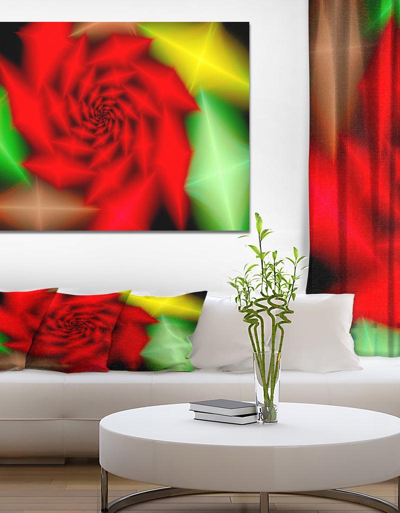 designq Red Rose Spiral Pattern Flower - Digital Art on wrapped Canvas