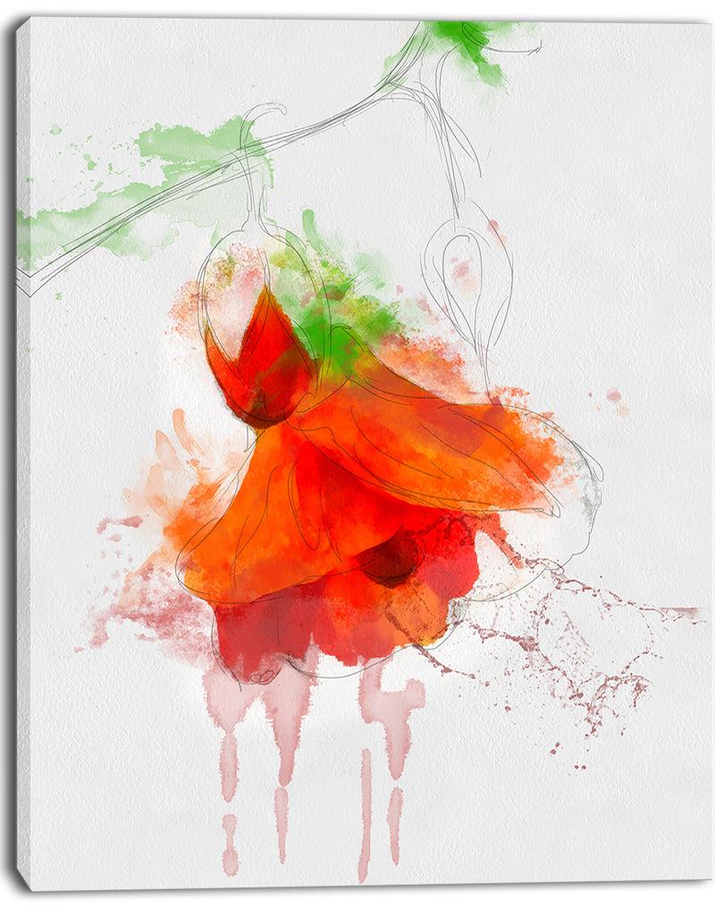 Designq Red Rose Watercolor Illustration - Modern Floral Canvas Wall Art