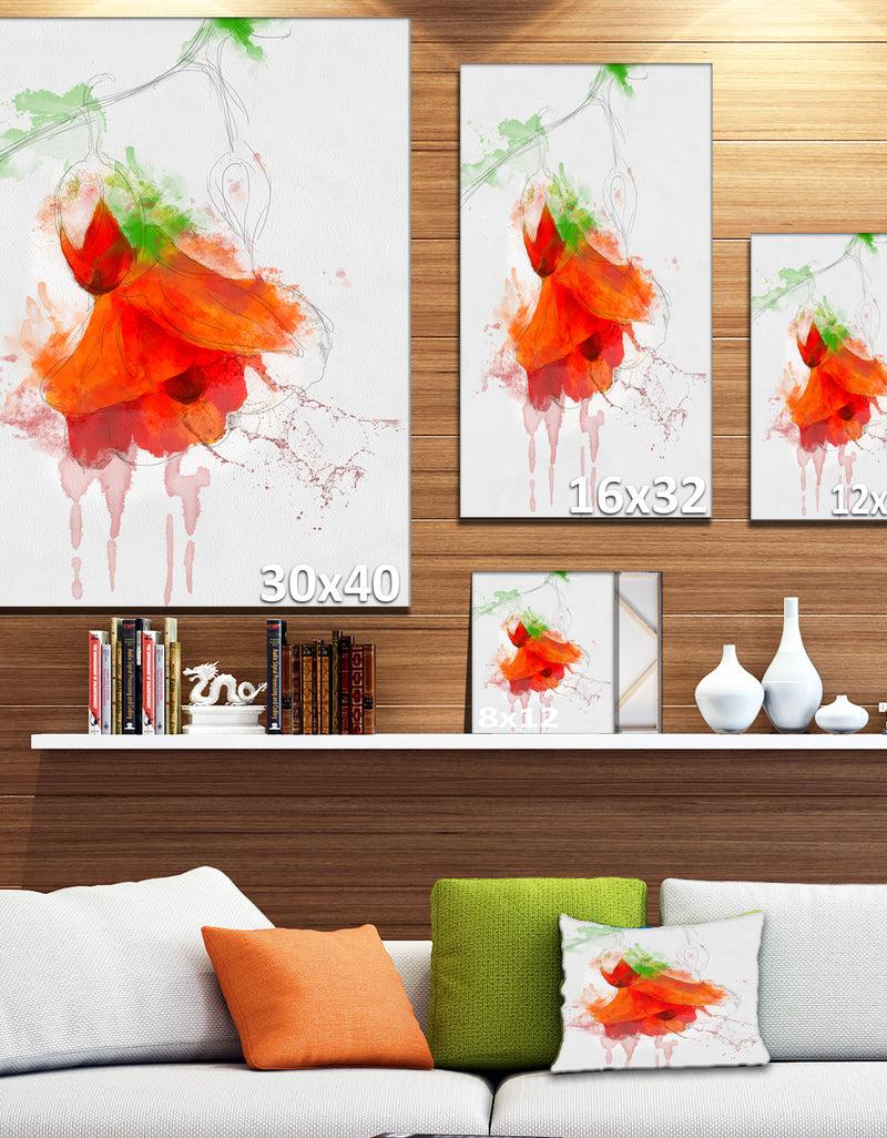 Designq Red Rose Watercolor Illustration - Modern Floral Canvas Wall Art