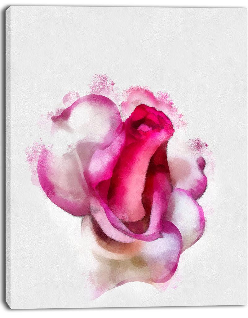 Designq Red Rose With White Watercolor - Extra Large Floral Canvas Art