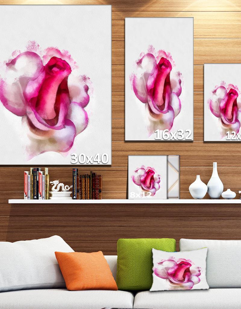Designq Red Rose With White Watercolor - Extra Large Floral Canvas Art