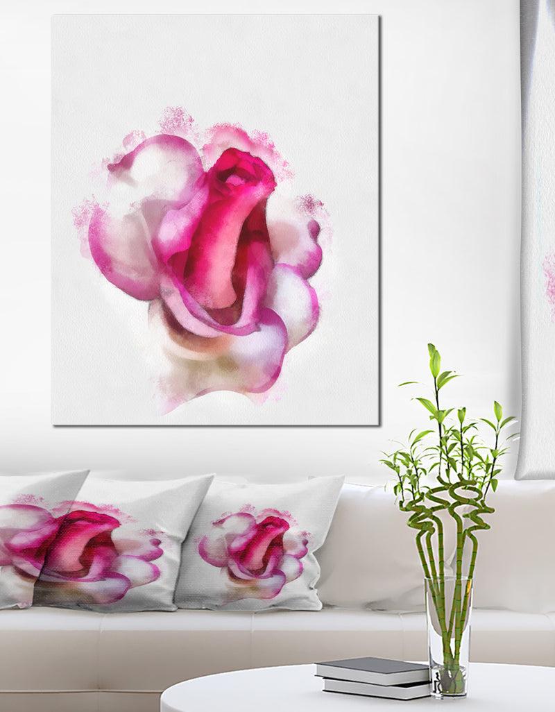 designq Red Rose with White Watercolor - Extra Large Floral Canvas Art