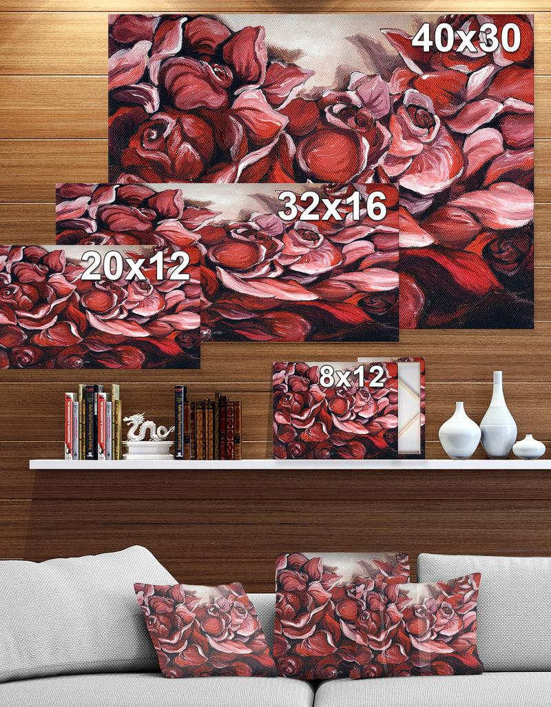 Designq Red Roses Petal Photography Artwork - Floral Photography On Wrapped Canvas