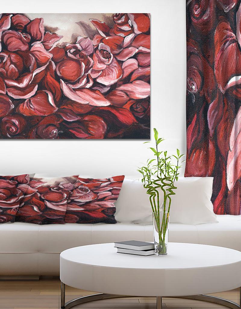 designq Red Roses Petal Photography Artwork - Floral Photography on wrapped Canvas