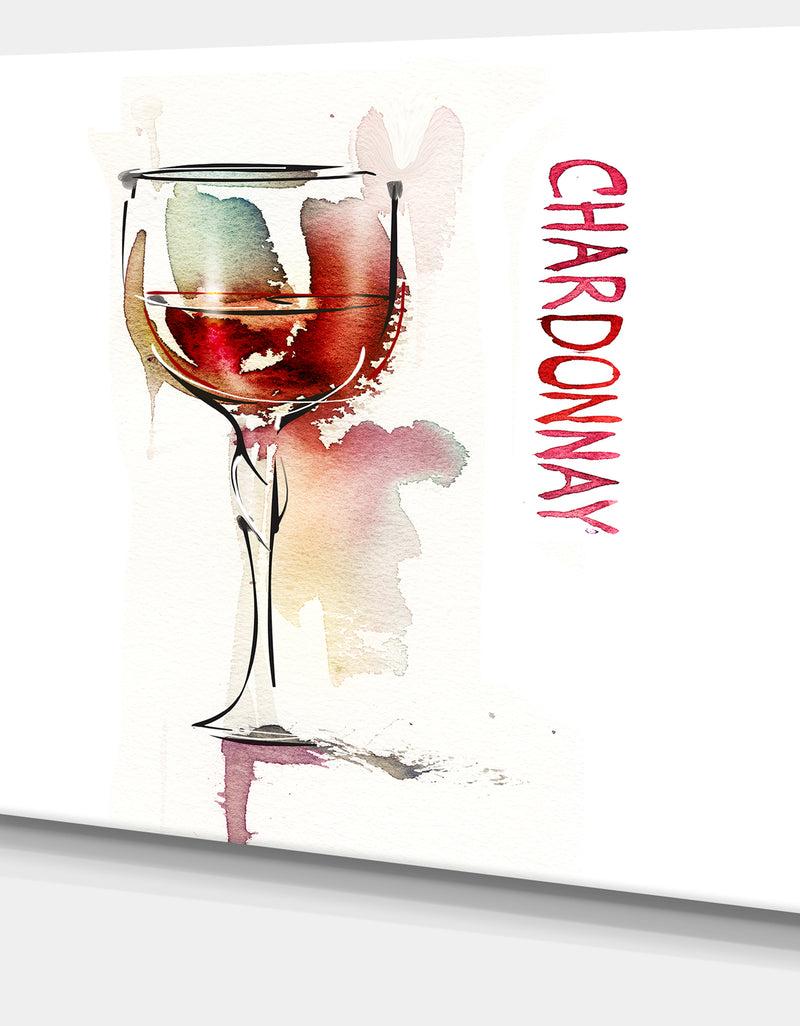 Designq Red Wine On White Background - Modern Canvas Wall Art Print