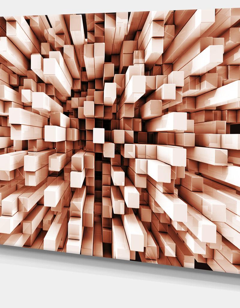 Designq Reflective Checkered Cube - Contemporary Art Print