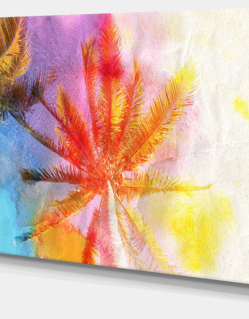 Designq Reflective Retro Palm Trees - Landscape Painting Canvas Print